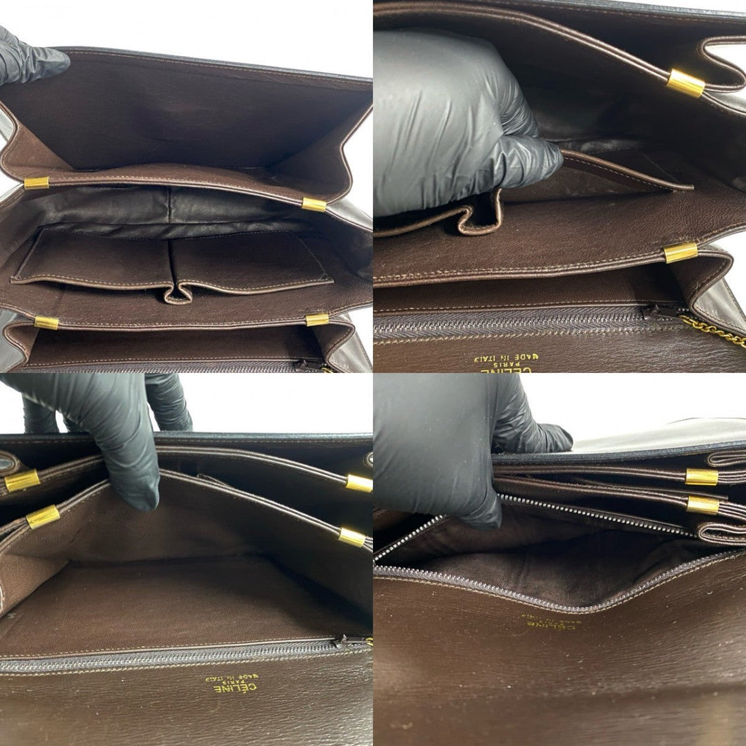 CELINE Shoulder Bag Calfskin Brown