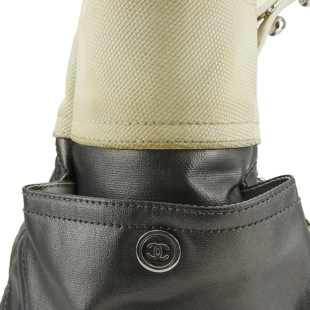 CHANEL Tote Bag Coated canvas Silver Paris Biarritz GM Women Used Authentic