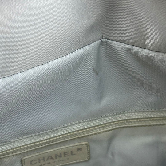 CHANEL Tote Bag Coated canvas Silver Paris Biarritz GM Women Used Authentic