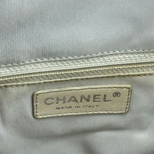 CHANEL Tote Bag Coated canvas Silver Paris Biarritz GM Women Used Authentic