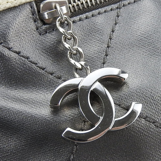 CHANEL Tote Bag Coated canvas Silver Paris Biarritz GM Women Used Authentic