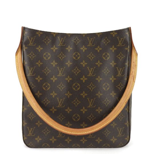 LOUIS VUITTON Shoulder Bag M51145 Monogram, Tanned Leather Brown LoopingGM Women Used Authentic