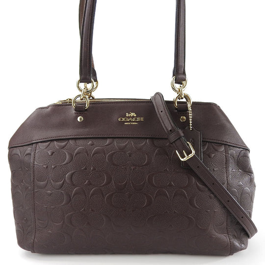 COACH Handbag F25952 leather purple Signature Women Used Authentic