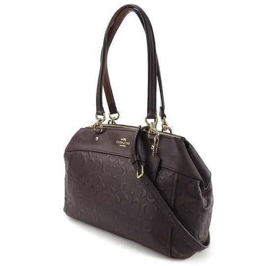 COACH Handbag F25952 leather purple Signature Women Used Authentic
