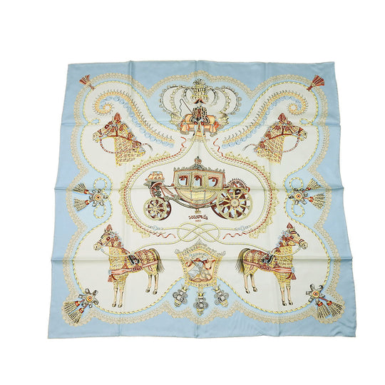 HERMES scarf silk Light blue Carre90 Women Used Authentic