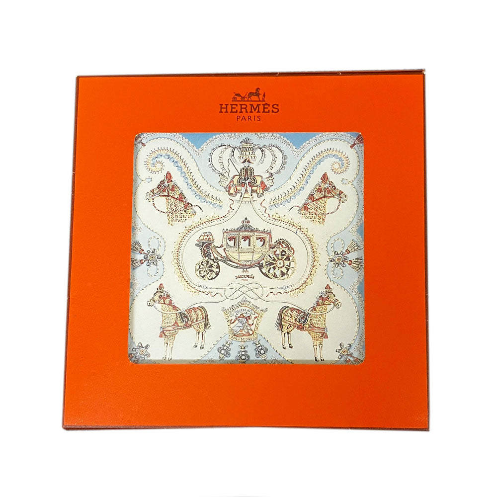 HERMES scarf silk Light blue Carre90 Women Used Authentic