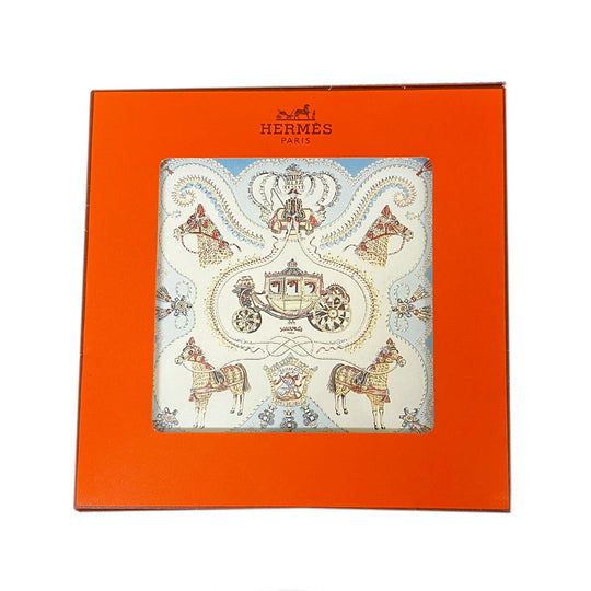 HERMES scarf silk Light blue Carre90 Women Used Authentic