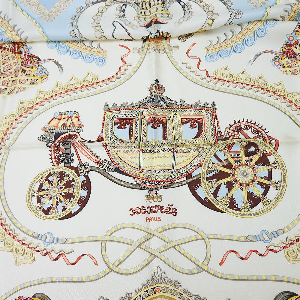 HERMES scarf silk Light blue Carre90 Women Used Authentic