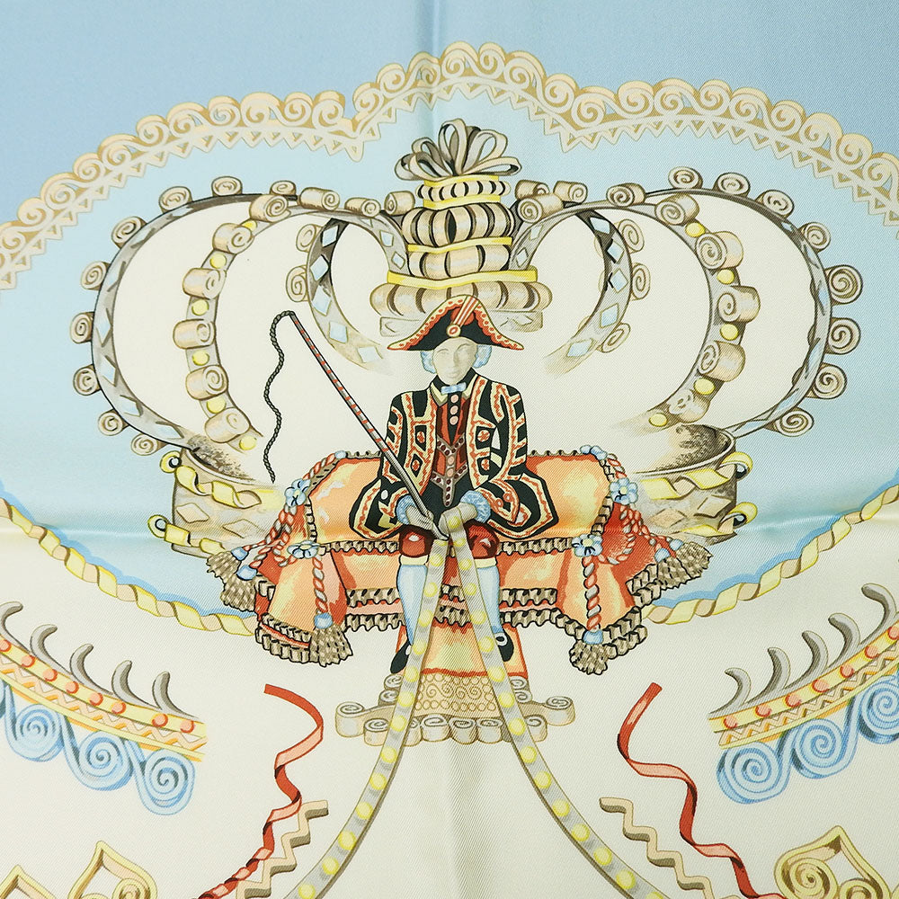 HERMES scarf silk Light blue Carre90 Women Used Authentic