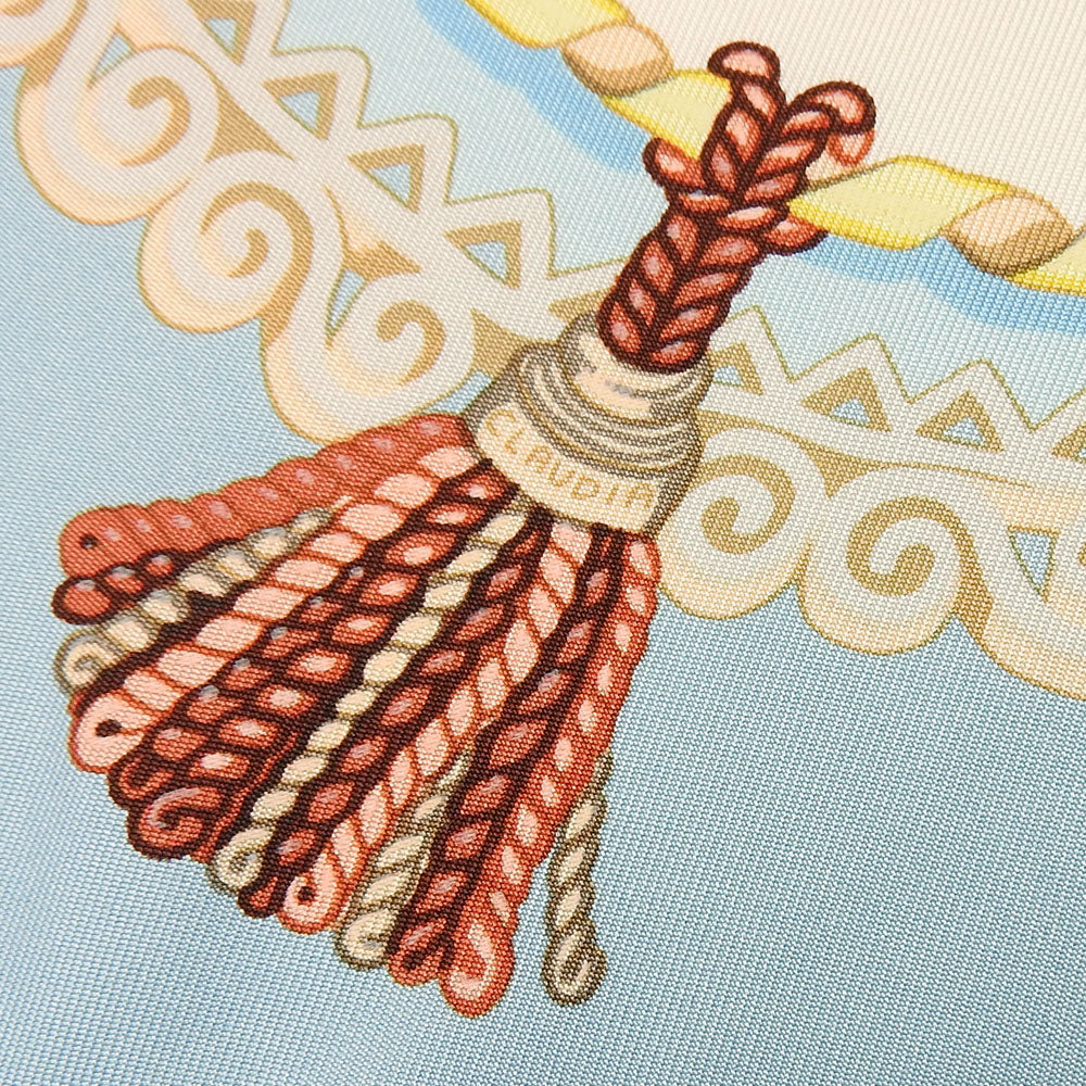 HERMES scarf silk Light blue Carre90 Women Used Authentic