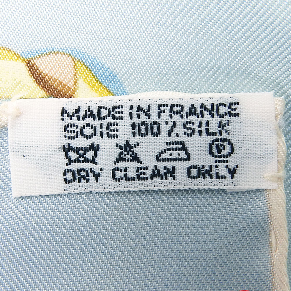 HERMES scarf silk Light blue Carre90 Women Used Authentic