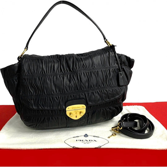 PRADA Shoulder Bag leather black