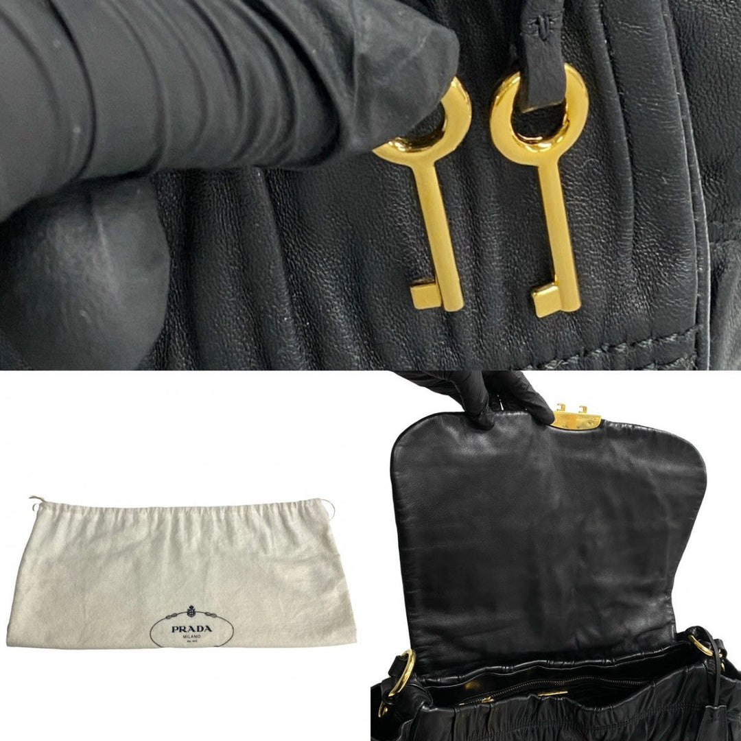 PRADA Shoulder Bag leather black