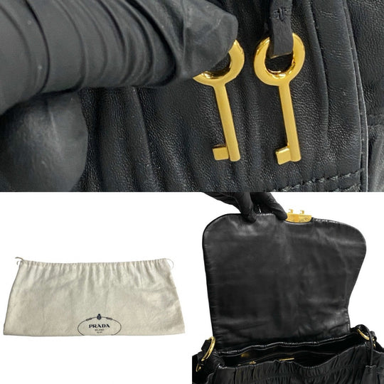 PRADA Shoulder Bag leather black