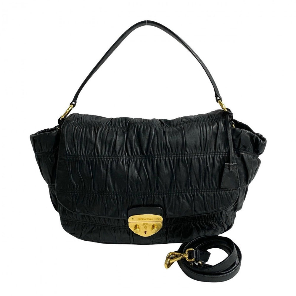 PRADA Shoulder Bag leather black