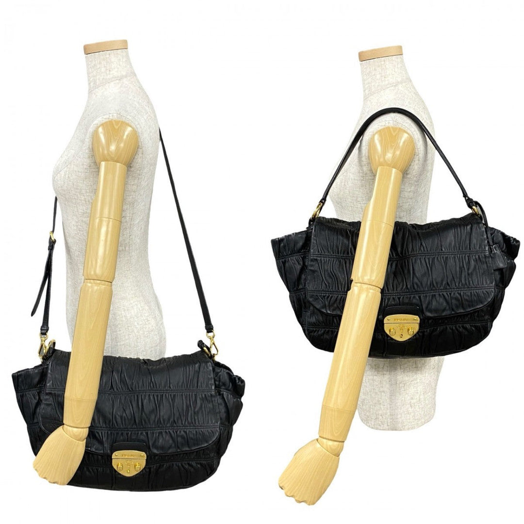 PRADA Shoulder Bag leather black