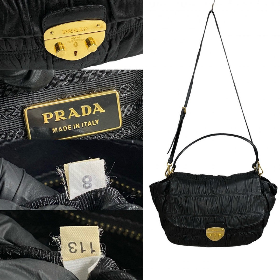 PRADA Shoulder Bag leather black