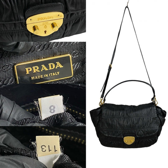 PRADA Shoulder Bag leather black