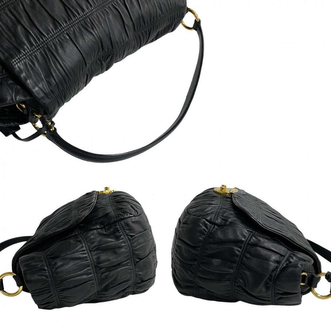 PRADA Shoulder Bag leather black