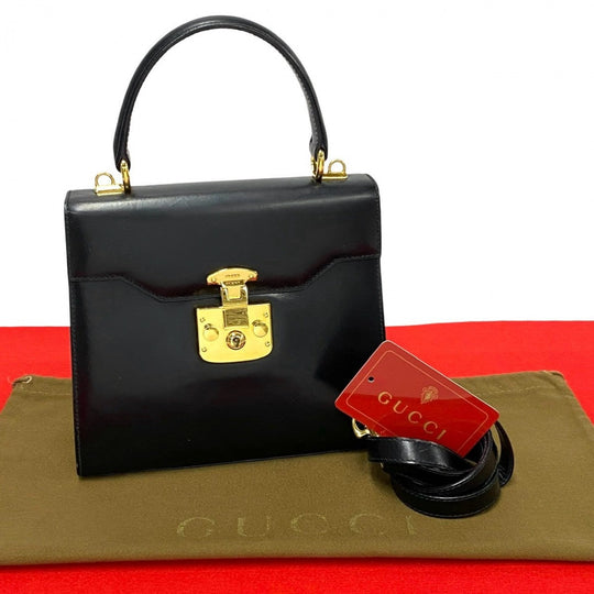 GUCCI Shoulder Bag Calfskin black Ready lock