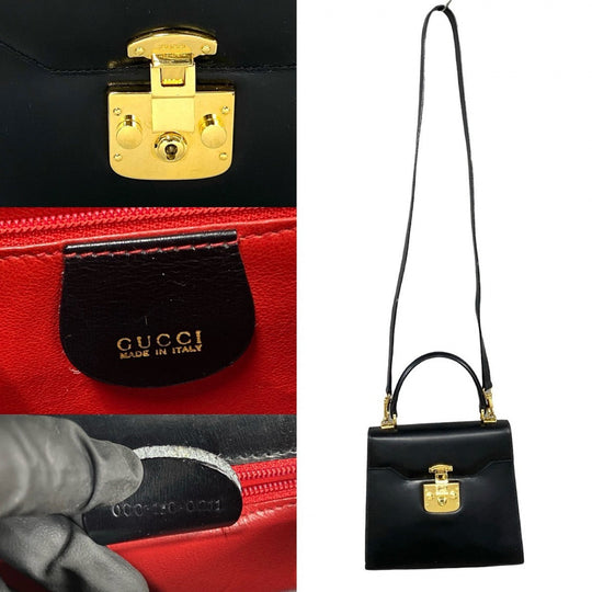 GUCCI Shoulder Bag Calfskin black Ready lock