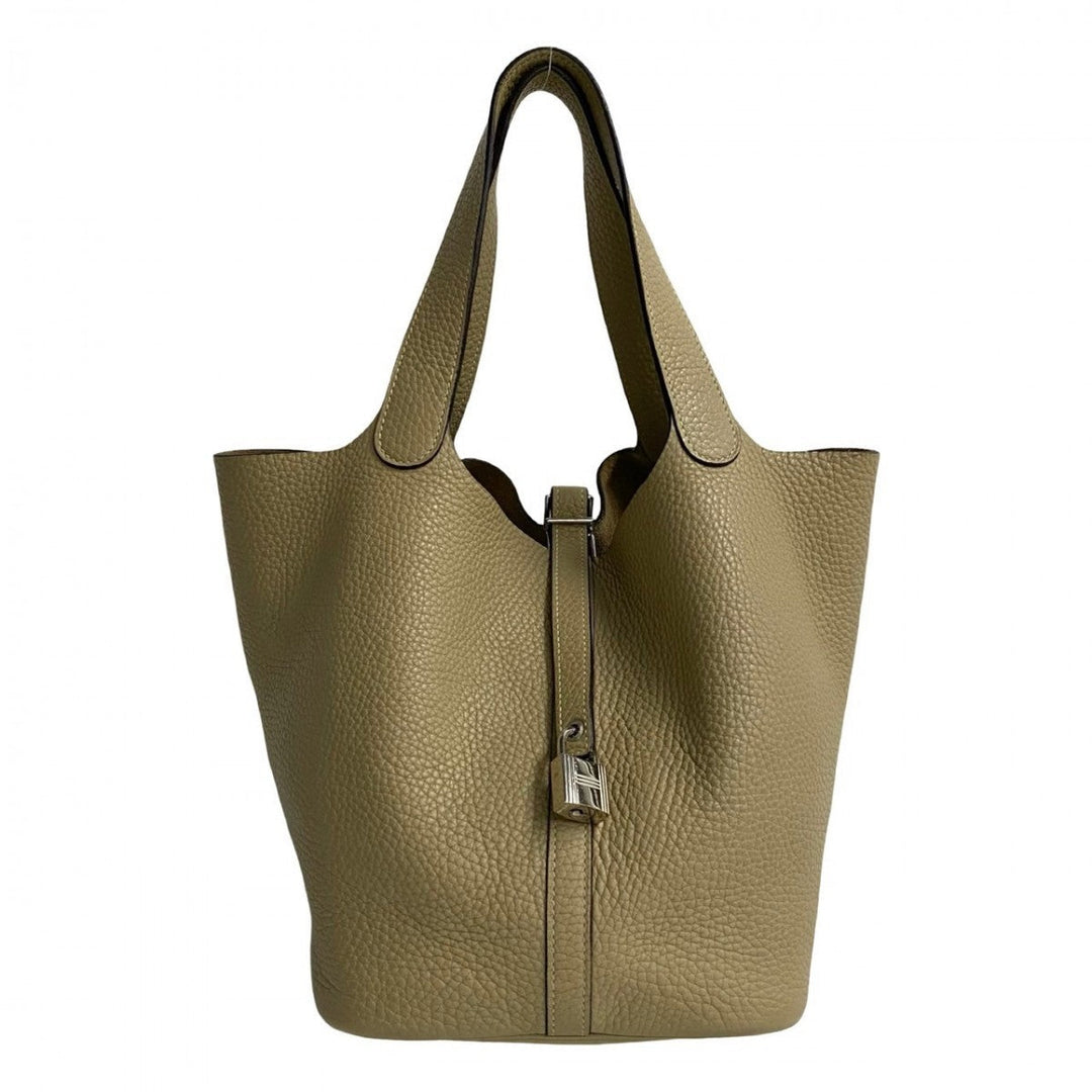 HERMES Handbag Taurillon Clemence beige Pico Tan Lock MM