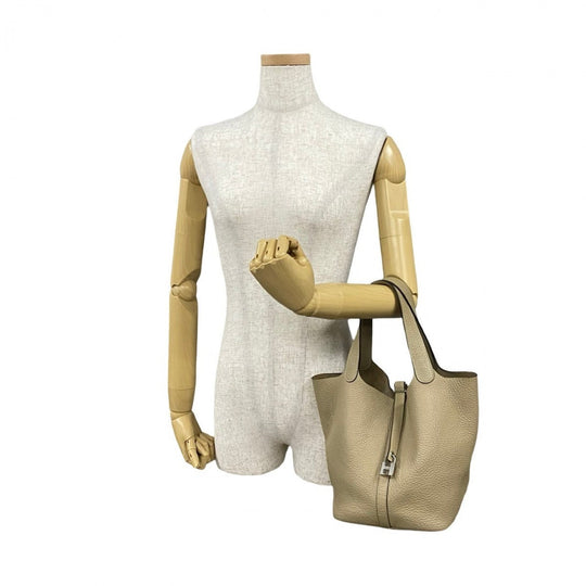 HERMES Handbag Taurillon Clemence beige Pico Tan Lock MM