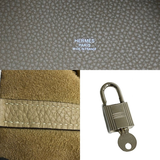 HERMES Handbag Taurillon Clemence beige Pico Tan Lock MM