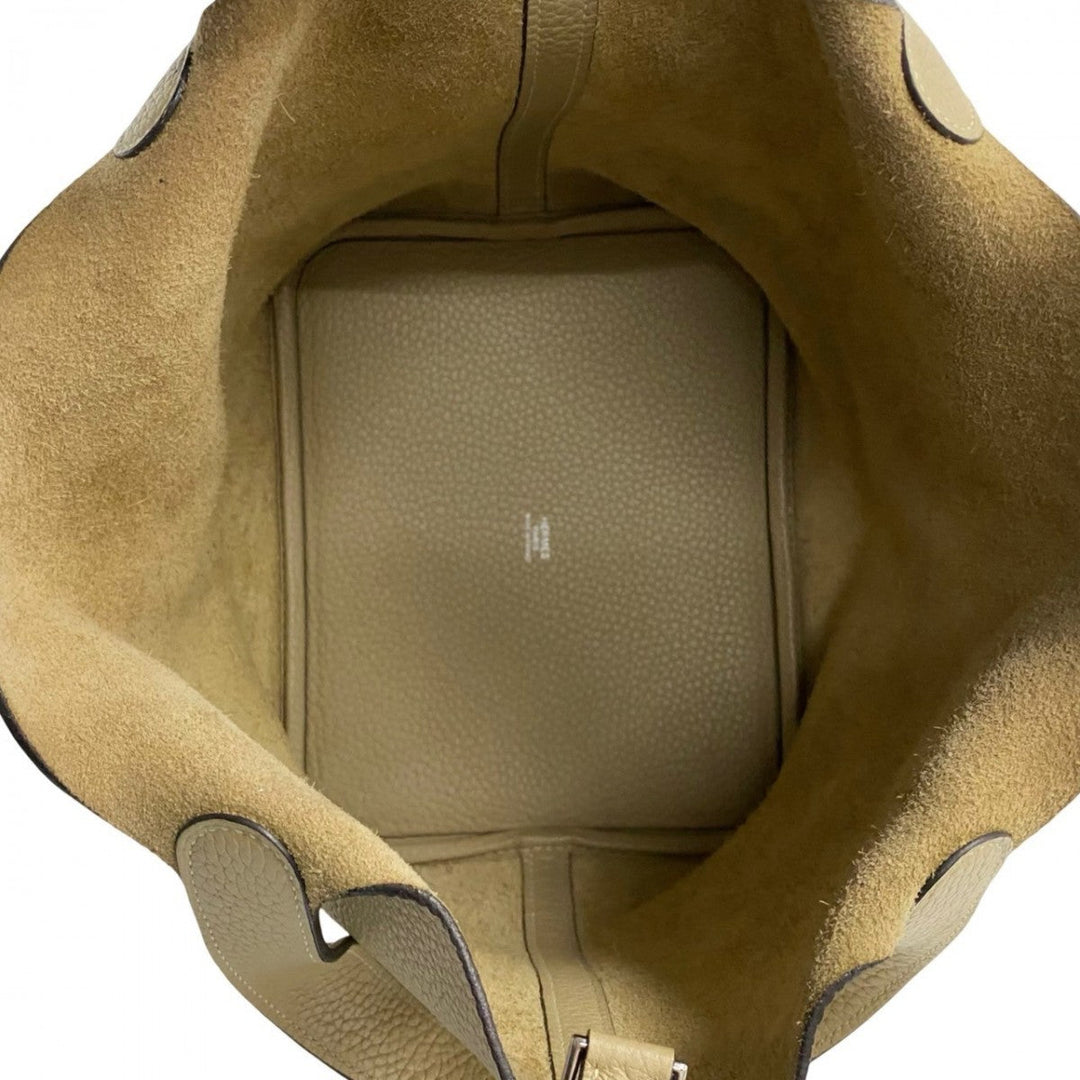 HERMES Handbag Taurillon Clemence beige Pico Tan Lock MM