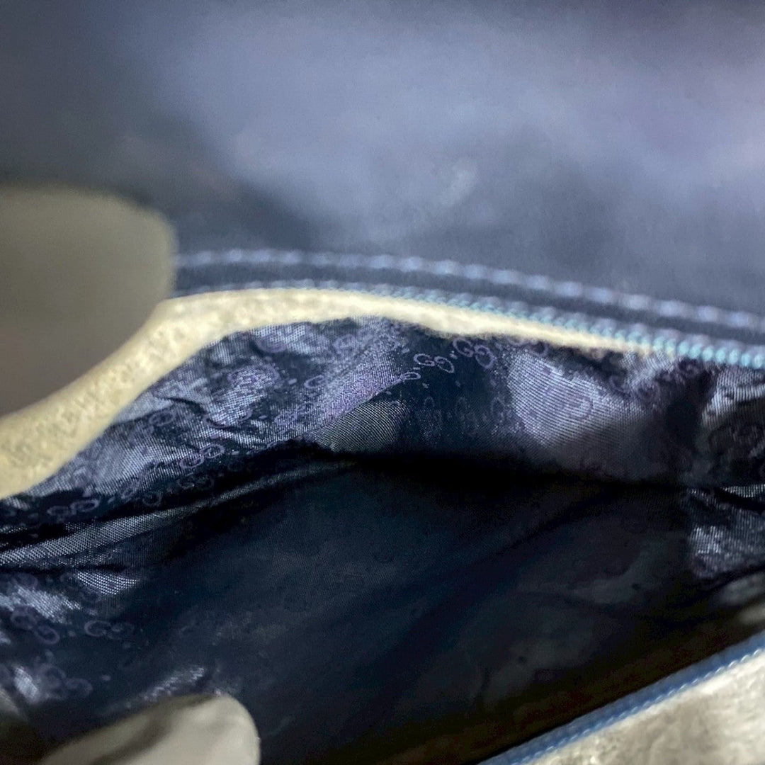 GUCCI Shoulder Bag leather Navy Sherry line