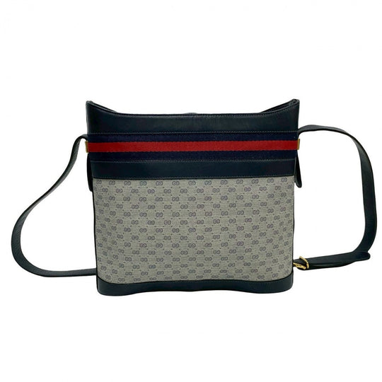 GUCCI Shoulder Bag leather Navy Sherry line