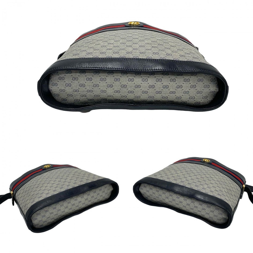GUCCI Shoulder Bag leather Navy Sherry line