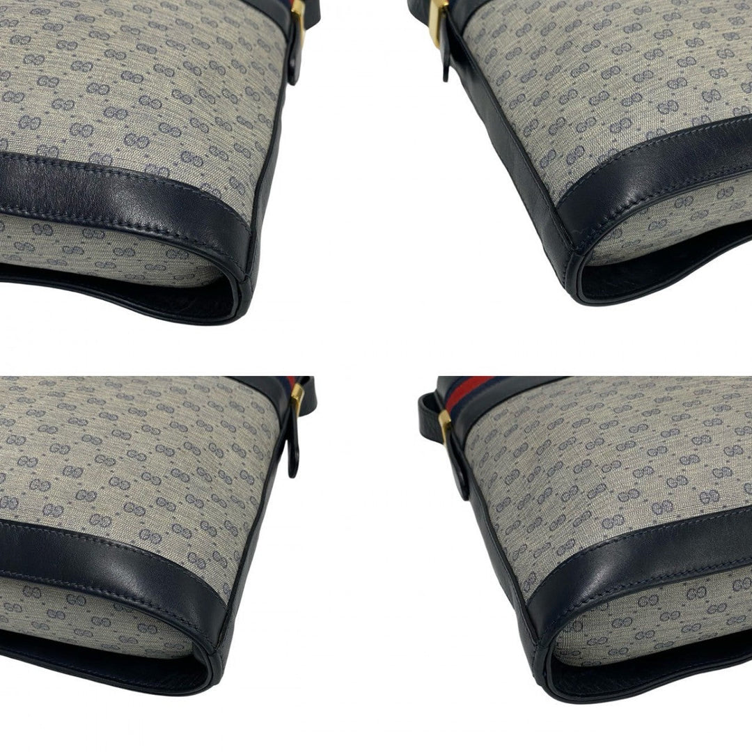 GUCCI Shoulder Bag leather Navy Sherry line