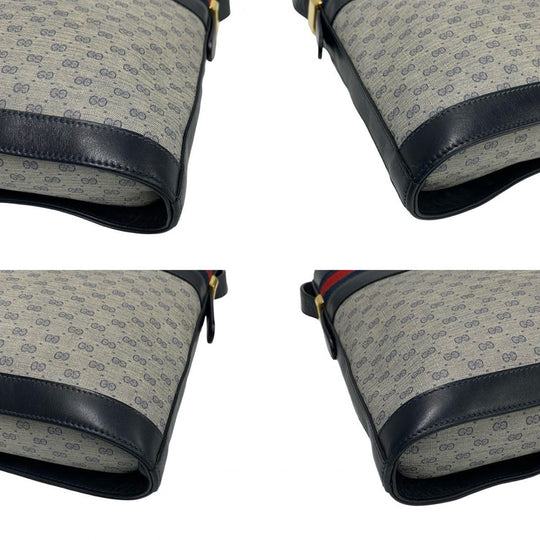 GUCCI Shoulder Bag leather Navy Sherry line