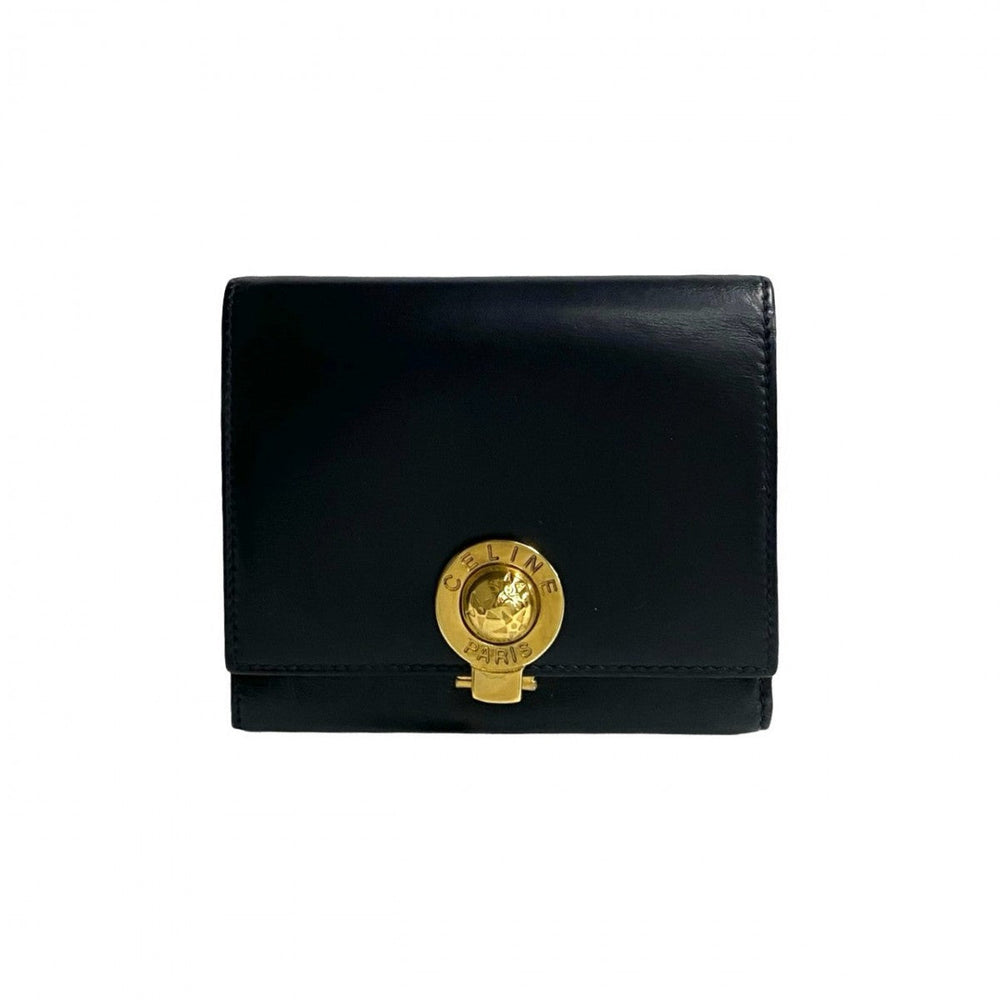 CELINE Tri-fold wallet leather Navy