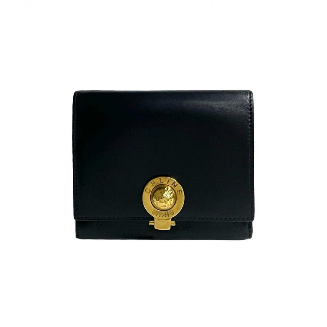 CELINE Tri-fold wallet leather Navy