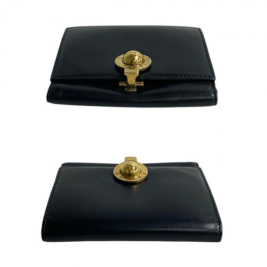 CELINE Tri-fold wallet leather Navy