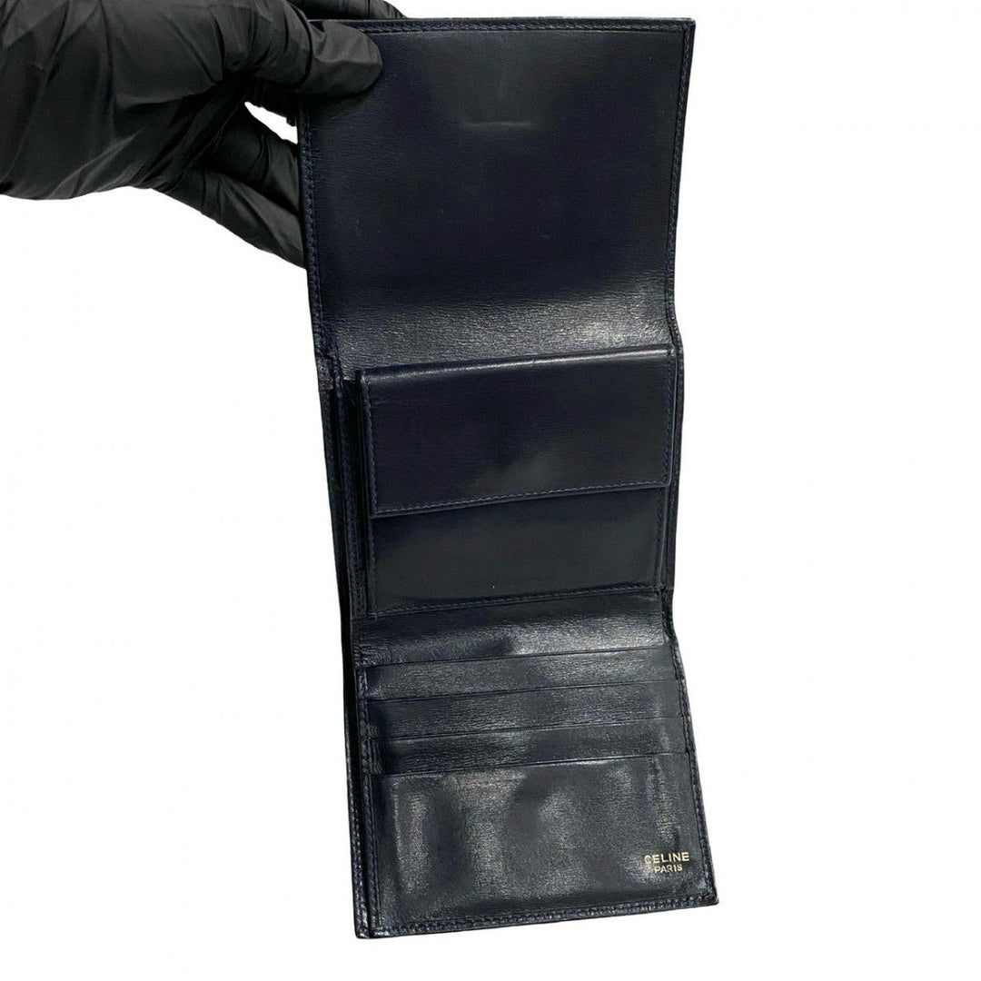 CELINE Tri-fold wallet leather Navy