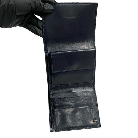 CELINE Tri-fold wallet leather Navy
