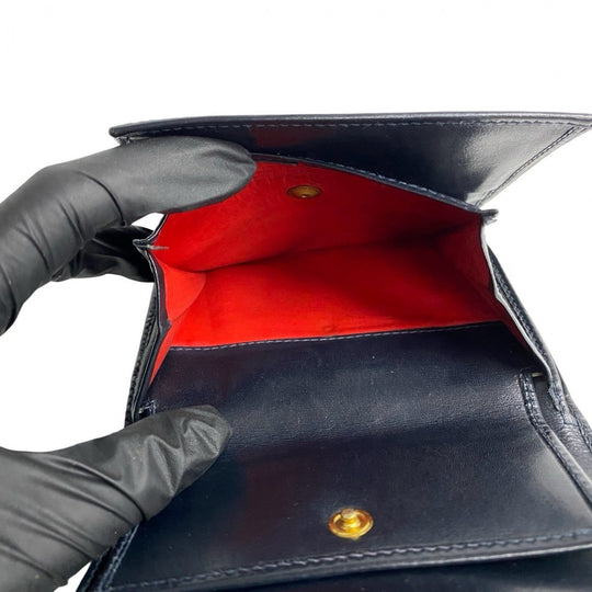 CELINE Tri-fold wallet leather Navy