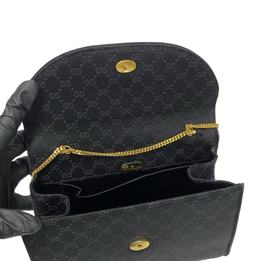 GUCCI Shoulder Bag Satin black Old Gucci