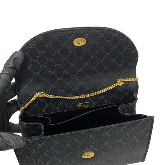 GUCCI Shoulder Bag Satin black Old Gucci