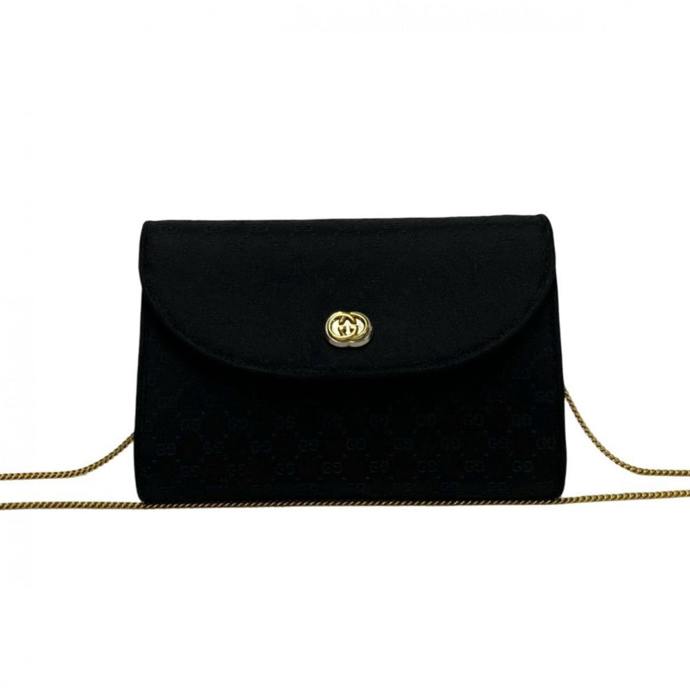 GUCCI Shoulder Bag Satin black Old Gucci