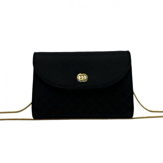 GUCCI Shoulder Bag Satin black Old Gucci