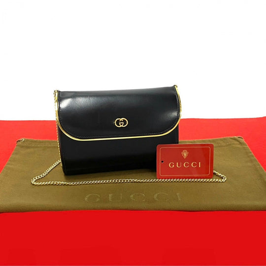 GUCCI Shoulder Bag leather black Old Gucci