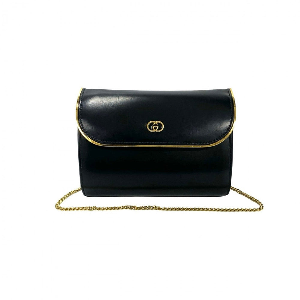 GUCCI Shoulder Bag leather black Old Gucci