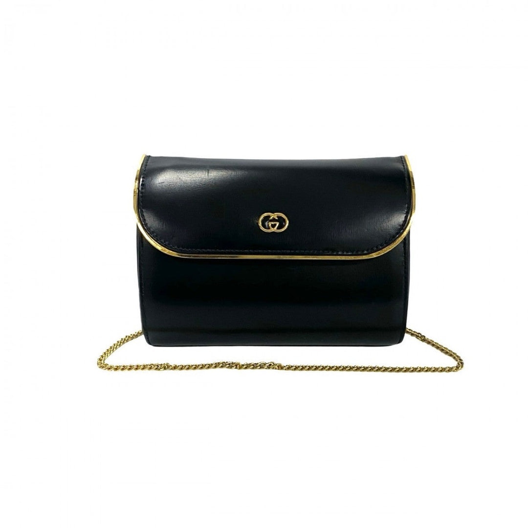 GUCCI Shoulder Bag leather black Old Gucci