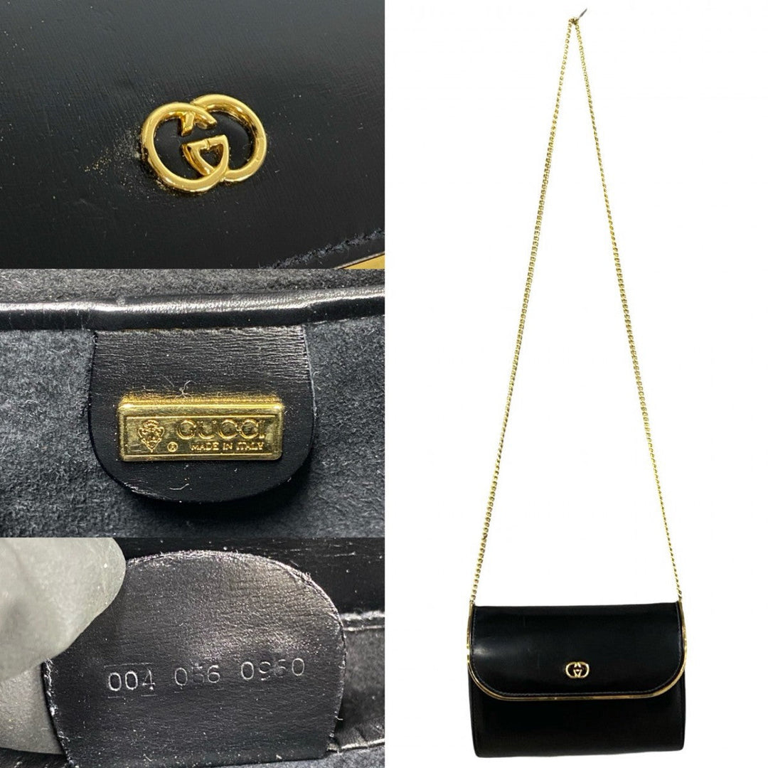 GUCCI Shoulder Bag leather black Old Gucci