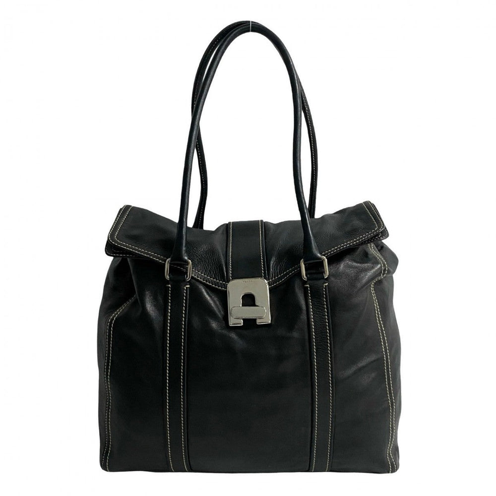 PRADA Tote Bag leather black