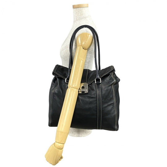 PRADA Tote Bag leather black